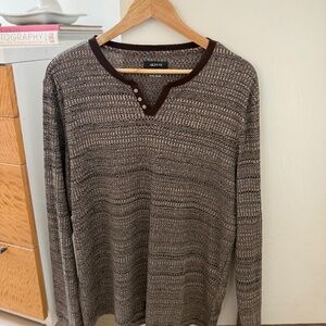 🧵 Alfani Textured Henley Long Sleeve Top